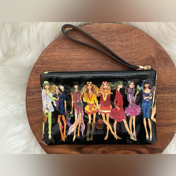 Henri Bendel Black and Multicolor Fashion Illustration Clutch - Picture 3 of 15